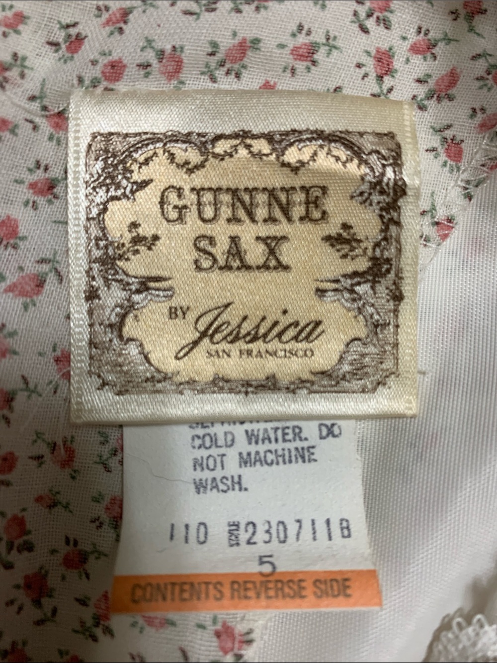 VTG GUNNE SAX Women’s Floral Pink Cream SZ 5 Maxi Dress Cottagecore Festival - Picture 11 of 16